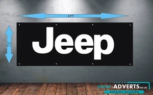 LOGOTIPO DE COCHE JEEP - Taller, garaje, oficina o sala de exposición PVC Banner - 1,5 pies x 4 pies - Imagen 1 de 5