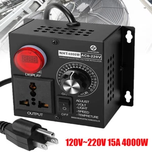Electric Motor Variable Speed Controller - 120V~220V 15A 4000W AC Motor Speed US - Picture 1 of 9