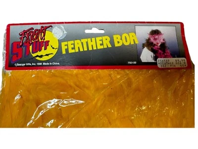 Boa de plumas vintage Spencer Gifts 1988 Fright Stuff amarilla, nueva de colección Foto 1 de 3