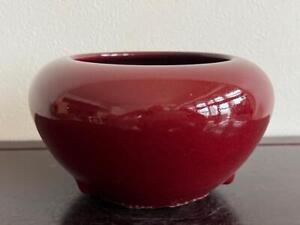 Chinese Qing Dynasty Red Brush Washer / W 16.3[cm] Pot Ming Dish Bowl Plate