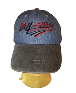 VTG Talladega Nascar Retro Trucker Hat Cap Blue Jean Denim Embroidered Racing - Picture 1 of 7