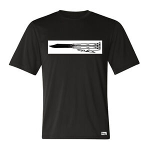 EAKS® Herren T-Shirt "Motiv: BUTTERFLY KNIFE" Messer Hardcore-Style Hip Hop Rap 