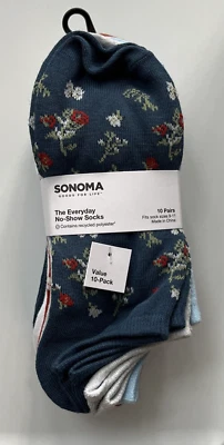 Sonoma The Everyday No-Show Socks 10 Pair-Women's-Fits Sock Sizes 9-11 NEW - Image 1 of 4