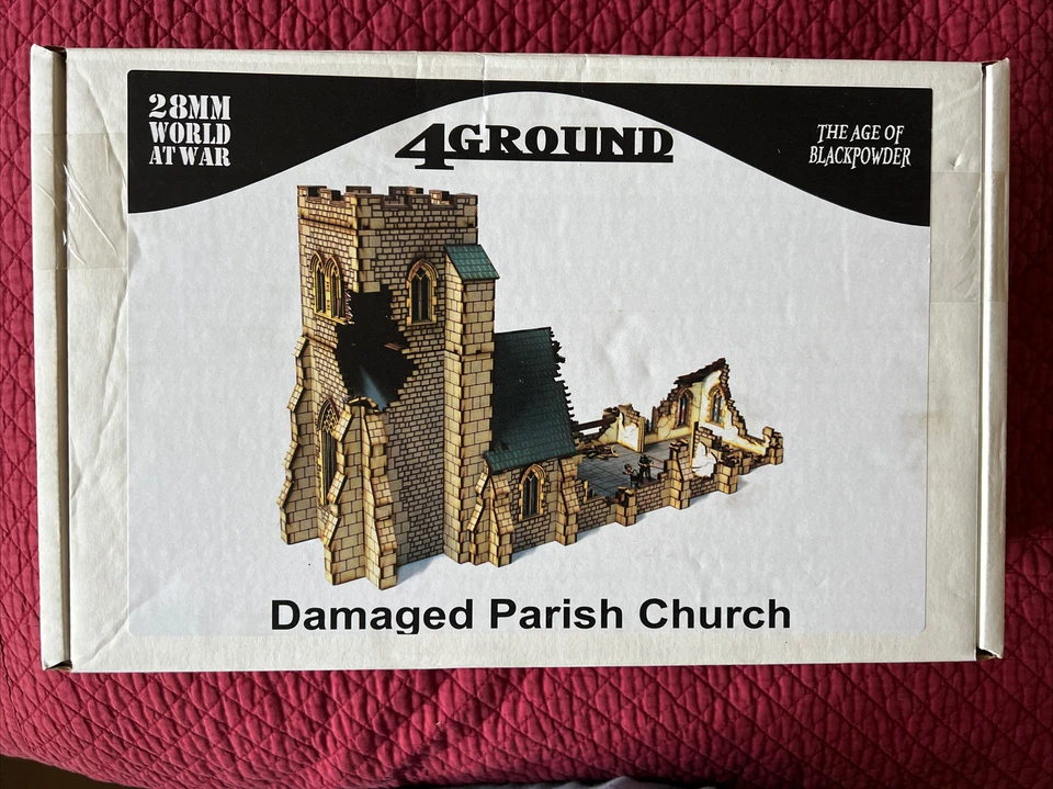 4GROUND Damaged Parish Church 1 3/32in Prepainted World at War Terrain Ww2