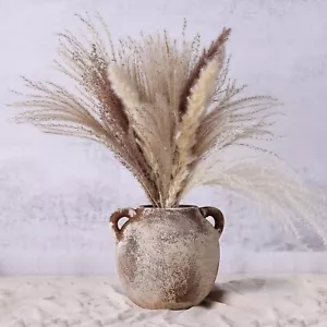 6.9" Ceramic Rustic Vase with 2 Handles, Farmhouse Vase for Home Decor, Terra... - Picture 1 of 7