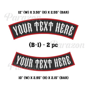 Custom Embroidered 12" Top & 10" Bottom Rocker Biker Sew on Patch (B-1) - Picture 1 of 12