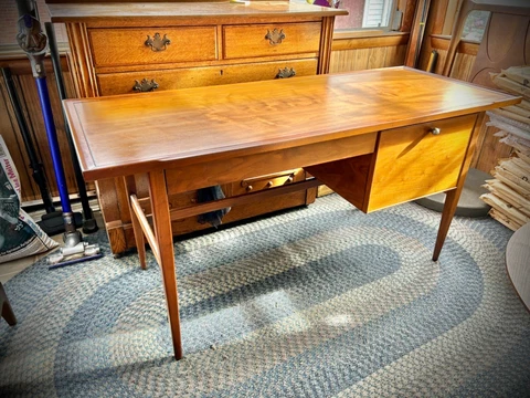 Mid Century Modern Drexel Declaration Kipp Stewart Walnut Writing Desk Cover