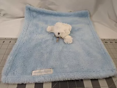 Blankets and Beyond White Bear Lovey Blue Security Blanket Plush Stuffed Animal - Image 1 of 4