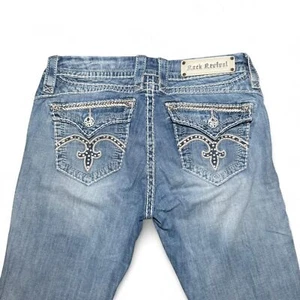Rock Revival Women's Sasha Easy Boot bootcut jeans embellished flap pockets Sz 2 - Picture 1 of 8