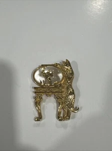 Broche prendedor vintage 1928 gato gatito animal pecera en tono dorado lucite - Imagen 1 de 8
