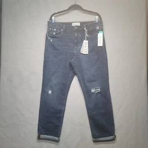 Daze Denim Womens Indigo Blue High Rise Distressed Coin Pocket Mom Jeans Size 33 - Picture 1 of 12
