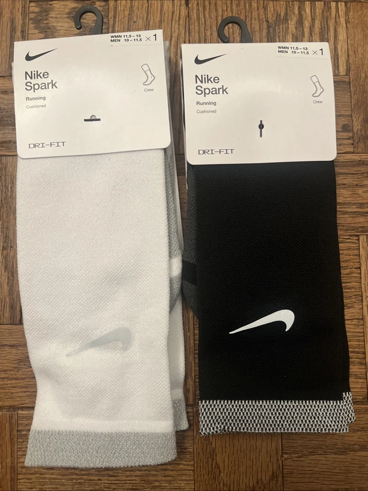 Nike Spark Running Crew Socks White Size 10-11.5