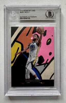 Signed Autographed Graded BECKETT Stephan Curry By Artist Marly McFly 1/1 Custom - Image 1 of 3