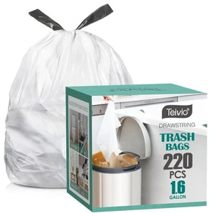 1.6 Gallon/220pcs Strong Drawstring Trash Bags Garbage Bags by , Bathroom Tra... - Picture 1 of 8