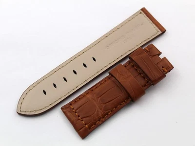 Officine Panerai Cinturino Vero Alligatore Marrone Gold 24/22mm Fatto a mano Top Foto 1 de 4