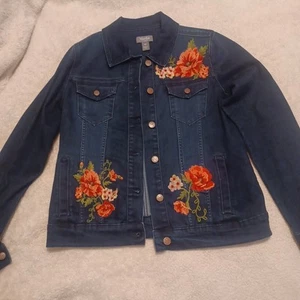 Martha Stewart Denim Jacket Floral Embroidered XXS Women’s - Picture 1 of 11