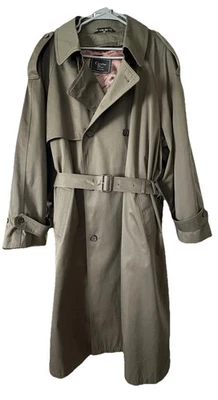Trench Coat Mens Christian Dior Monsieur  48R Olive Double Breast Wool Liner Vin - Image 1 of 4