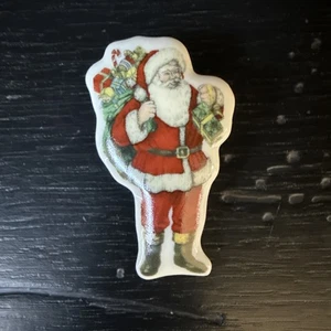 Spode Christmas Santa Claus Porzellan Anstecknadel Brosche - Bild 1 von 4