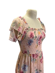 Girls Nina Floral Midi Dress By Rare Editions Blush Polyester Cotton - Picture 1 of 8