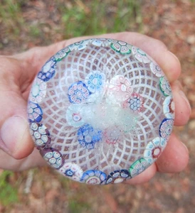 Antiguo Pisapapeles New England Glass Co NEGC Complejo Millefiori En Cesta COMO ESTÁ - Imagen 1 de 21
