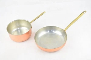 Kupferpfanne Kupfertopf 2er Set Topf Pfanne aus Kupfer verzinnt Bratpfanne antik - Bild 1 von 7