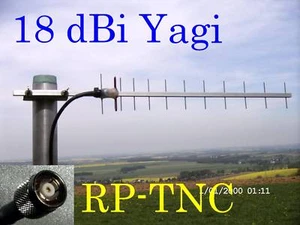 WLAN Antenne Richtantenne Yagi 18dBi 1m H155 Kabel RP-TNC Stecker für Linksys - Bild 1 von 1