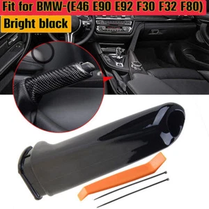 Front Handbrake Brake Handle Cover For BMW E46 E90 E92 F30 F32 F80 Gloss Black A - Picture 1 of 11