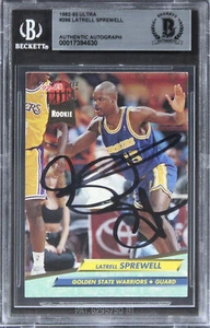 Warriors Latrell Sprewell Authentic Signed 1992 Ultra #266 Card BAS Slabbed - Picture 1 of 2