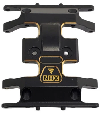 NHX RC Black Brass Center Gear Box Mount / Aluminum Skid Plate : SCX24 - Image 1 of 4