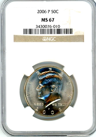 RARE Kennedy 50c 2006-P   NGC  MS67  **BUSINESS STRIKE**   UNTONED SPOT FREE Cover
