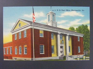 Martinsville Virginia VA Oficina de Correos Lino Postal Años 30-40 De Colección - Imagen 1 de 2