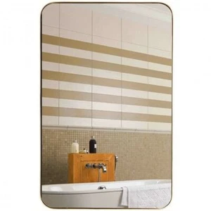 32 Inch x 20 Inch Metal Frame Wall-Mounted Rectangle Mirror-Golden - Color: Gold - Picture 1 of 5