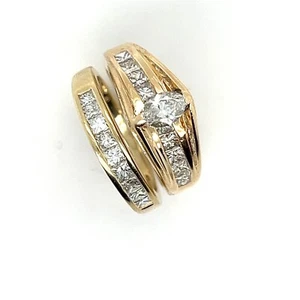 Schönes• 0,33 Marquise Diamant & ..33tw passendes Band HOCHZEITSSET ~ Größe 5,75 - Bild 1 von 12