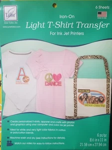 Leichtes T-Shirt Aufbügeln Tintenstrahl Transfer Blätter 8,5"X11" 6/Pkg 730976089609 - Bild 1 von 2