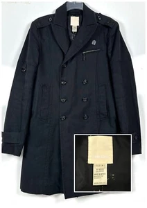 Diesel Men’s  Military Style Double Breasted Black  Cotton Wool Coat Size Medium - Picture 1 of 16