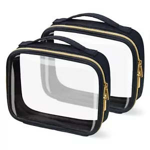Tsa Approved Travel Toiletry Bag2 Pack Clear Makeup Bags With Handlesquart Size - Picture 1 of 6