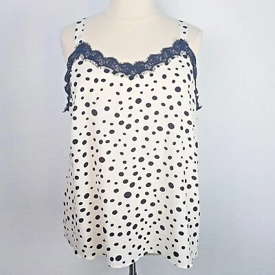 Camisola Bar III para mujer 3X blanca negra a lunares de encaje semi transparente de gasa Foto 1 de 4