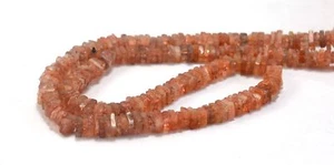 Natural Sunstone Stone 4-5mm Smooth Heishi Square Briolette Cube Beads 10" Long - Picture 1 of 2