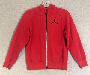 Nike Air Jordan Hoodie Boys Youth Medium Red Full Zip Jumpman Jacket Sweater - Picture 1 of 10