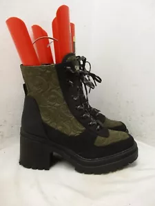 Sam and Libby Womens Size 9 Platform Boots Olive Army Green and Black Side Zip - Picture 1 of 13