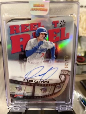 2023 Bowman's Best DIEGO CARTAYA /150 Reel To Reel Refractor Die-Cut AUTO Dodger - Image 1 of 2