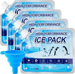 4 Pcs Reusable Ice Packs for Coolers and Lunch Boxes Camping Ready - Picture 1 of 11