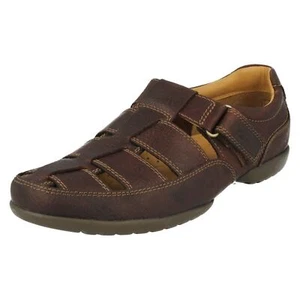 Sandalias informales de cuero Clarks ""Recline Open"" para hombre con punta cerrada - ajustadas en H - Imagen 1 de 18