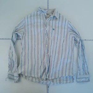 Timberland Shirt Medium Blue Striped Mens Cotton Long Sleeve Button Up Smart - Picture 1 of 10