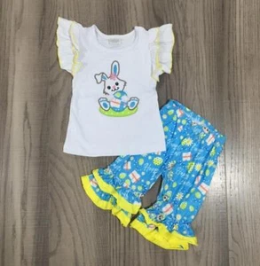 NEW Boutique Easter Bunny Rabbit Chick Girls Tunic Outfit Set - Picture 1 of 3