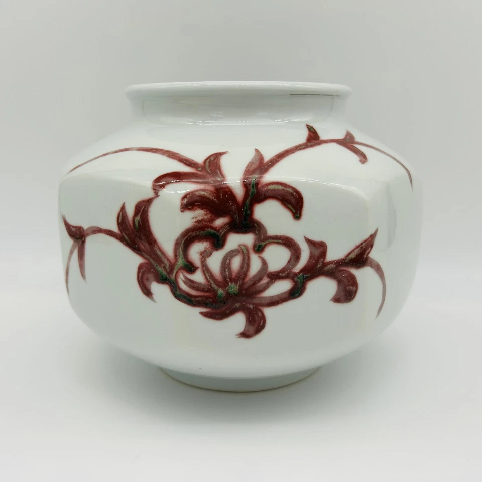 Jarrón chino antiguo porcelana hierro rojo dinastía Qing siglo XIX marca Jiaqing Foto 1 de 4