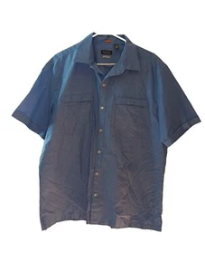 Van Heusen Traveler Classic Fit Shirt Mens L 16-16 1/2 Blue Check Button Front - Picture 1 of 5