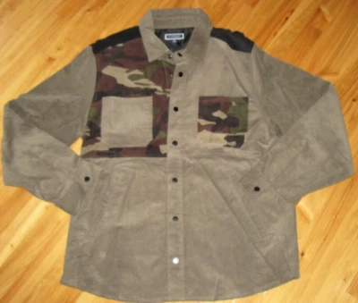 Club Room Cord Mens XL Gr Camo L/S 4 Pockets Snap Down Shirt Jacket NWT NICE - Image 1 of 4