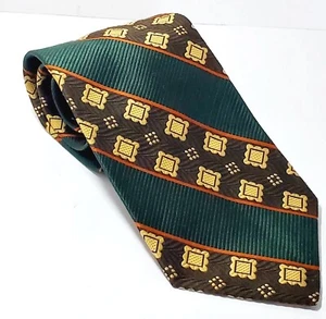 Vintage Tie Dominique France Paris  Men's Necktie Brown & Deep Forrest Green  - Picture 1 of 9
