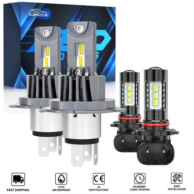 For 2005-2010 Toyota Tacoma Pickup 4-Door LED Headlight Fog Light Bulbs W/Fan - Image 1 of 4